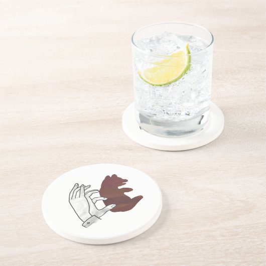 Hand-Silhouette-Bärenkuppe Brown Untersetzer (Seite)