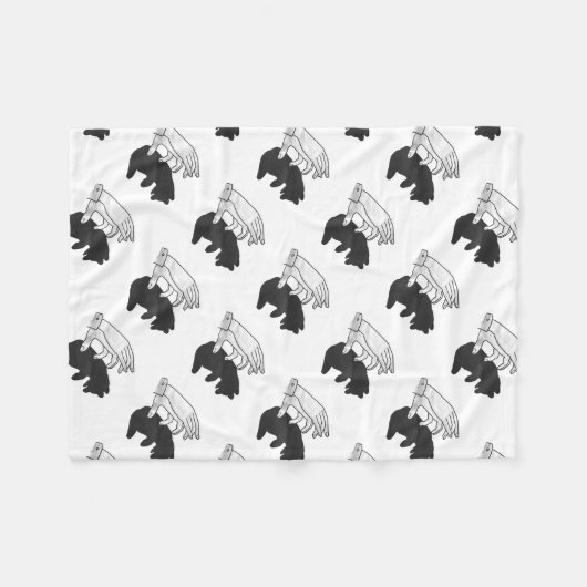 Hand-Silhouette-Bärenkuppe Fleecedecke (Vorderseite (Horizontal))