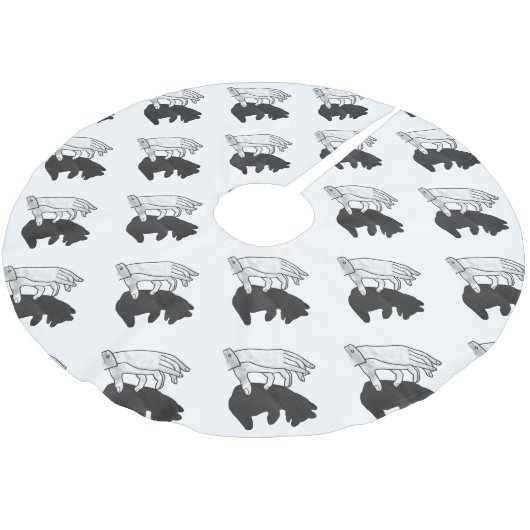 Hand-Silhouette-Bärenkuppe Polyester Weihnachtsbaumdecke (Schrägansicht)