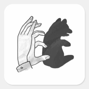 Hand-Silhouette-Bärenkuppe Quadratischer Aufkleber