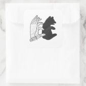 Hand-Silhouette-Bärenkuppe Quadratischer Aufkleber (Tasche)