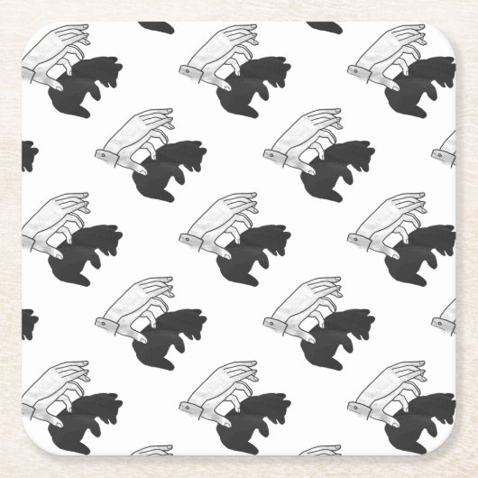 Hand-Silhouette-Bärenkuppe Rechteckiger Pappuntersetzer (Vorderseite)