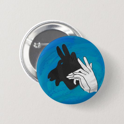Hand Silhouette Billy Goat Blue Button (Vorne & Hinten)