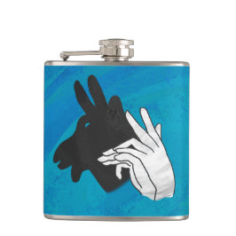 Hand Silhouette Billy Goat Blue Flachmann