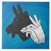 Hand Silhouette Billy Goat Blue Fliese (Vorderseite)
