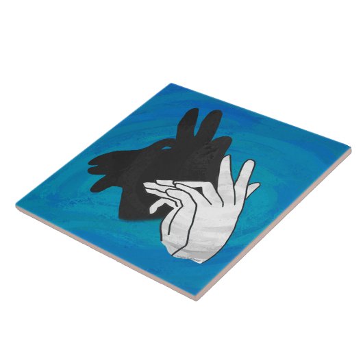 Hand Silhouette Billy Goat Blue Fliese (Seite)