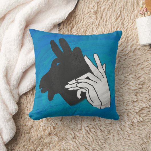 Hand Silhouette Billy Goat Blue Kissen (Decke)