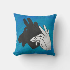 Hand Silhouette Billy Goat Blue Kissen