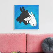 Hand Silhouette Billy Goat Blue Leinwanddruck (Insitu (Wohnzimmer))