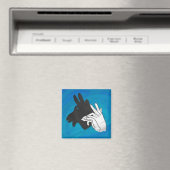 Hand Silhouette Billy Goat Blue Magnet (In Situ (Geschirrspüler))