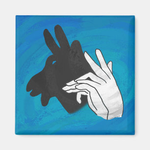 Hand Silhouette Billy Goat Blue Magnet