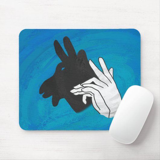 Hand Silhouette Billy Goat Blue Mousepad (Mit Mouse)