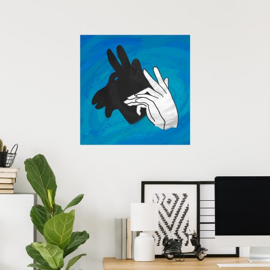 Hand Silhouette Billy Goat Blue Poster (Heimbüro)