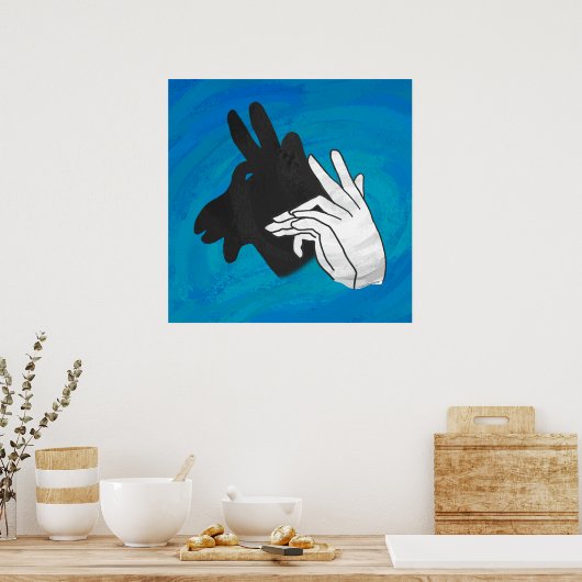 Hand Silhouette Billy Goat Blue Poster (Küche)