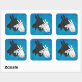 Hand Silhouette Billy Goat Blue Quadratischer Aufkleber (Blatt)