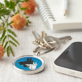 Hand Silhouette Billy Goat Blue Schlüsselanhänger (Seite)