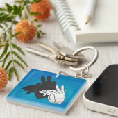 Hand Silhouette Billy Goat Blue Schlüsselanhänger (Vorderseite rechts)