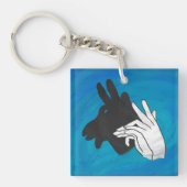 Hand Silhouette Billy Goat Blue Schlüsselanhänger (Vorderseite)