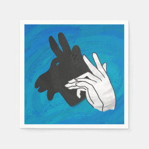Hand Silhouette Billy Goat Blue Serviette