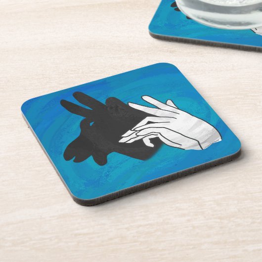 Hand Silhouette Billy Goat Blue Untersetzer (Linke Seite)