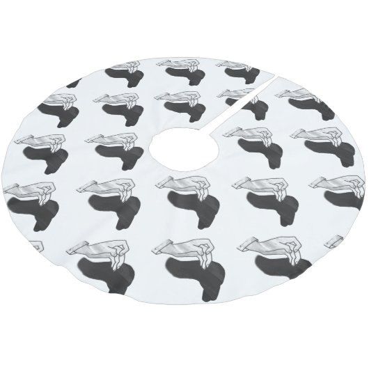 Hand Silhouette Camel Polyester Weihnachtsbaumdecke (Schrägansicht)