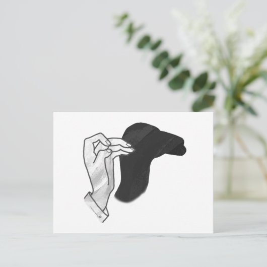 Hand Silhouette Camel Postkarte (Stehend Vorderseite)