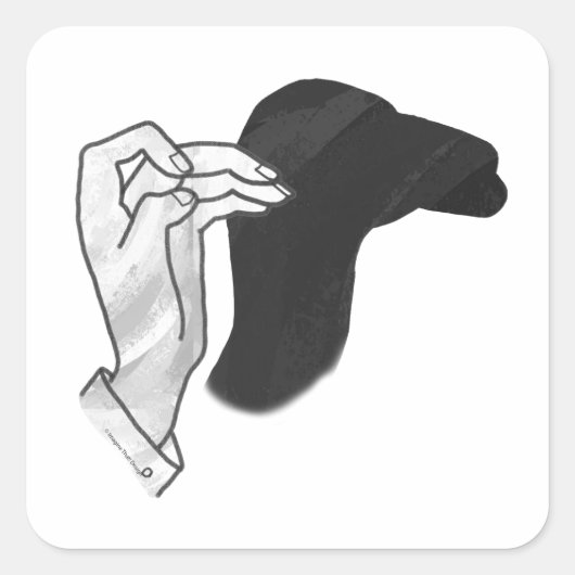 Hand Silhouette Camel Quadratischer Aufkleber (Vorderseite)