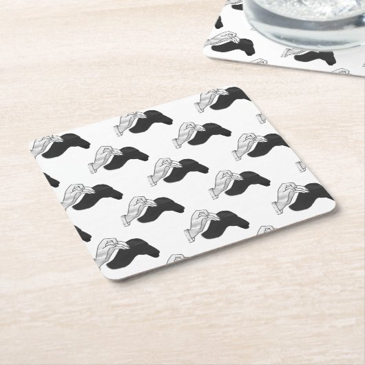 Hand Silhouette Camel Rechteckiger Pappuntersetzer (angewinkelt)