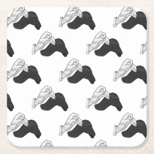 Hand Silhouette Camel Rechteckiger Pappuntersetzer