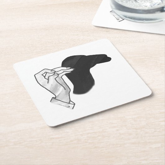 Hand Silhouette Camel Rechteckiger Pappuntersetzer (angewinkelt)