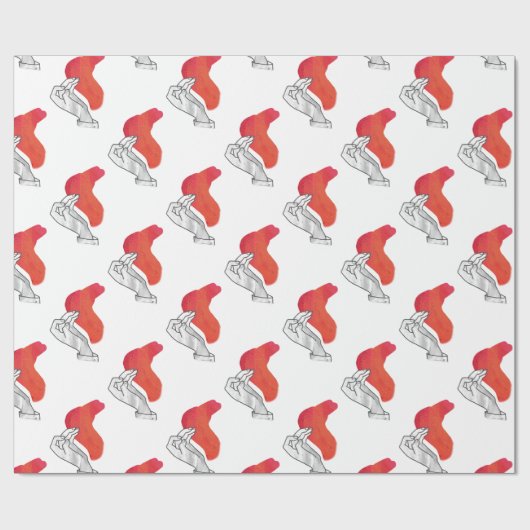 Hand Silhouette Camel Red Geschenkpapier (Flach)