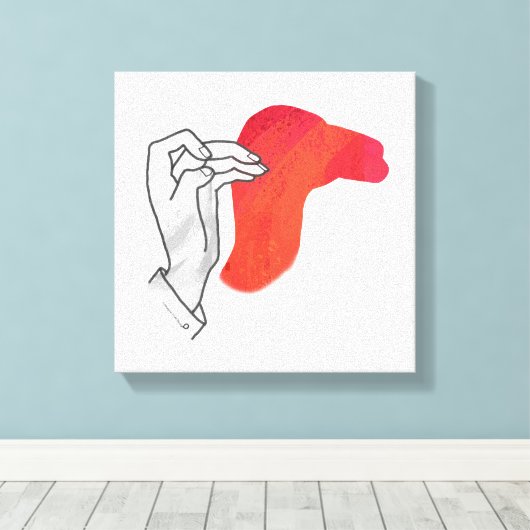 Hand Silhouette Camel Red Leinwanddruck (Insitu (Holzboden))