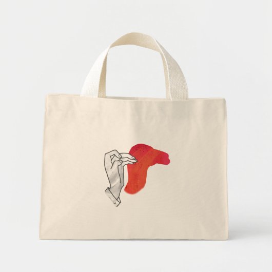 Hand Silhouette Camel Red Mini Stoffbeutel (Vorne)