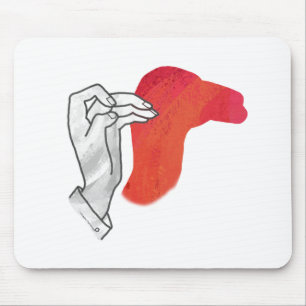 Hand Silhouette Camel Red Mousepad