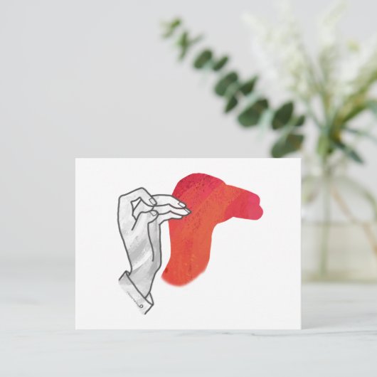 Hand Silhouette Camel Red Postkarte (Stehend Vorderseite)