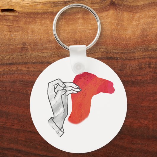 Hand Silhouette Camel Red Schlüsselanhänger (Vorderseite)