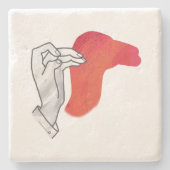 Hand Silhouette Camel Red Steinuntersetzer (Vorderseite)