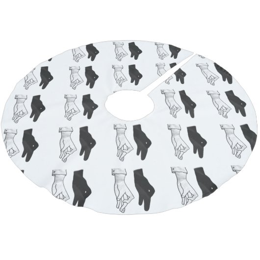 Hand-Silhouette-Duck Polyester Weihnachtsbaumdecke (Schrägansicht)