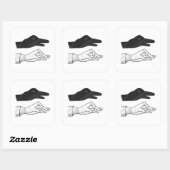 Hand-Silhouette-Duck Quadratischer Aufkleber (Blatt)