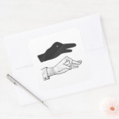 Hand-Silhouette-Duck Quadratischer Aufkleber (Umschlag)