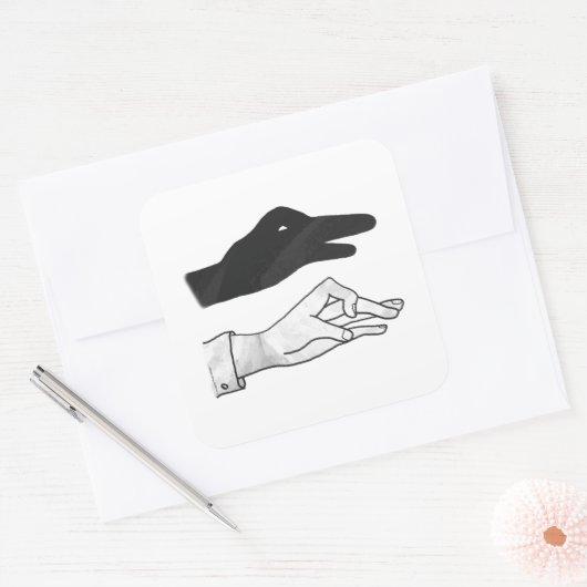 Hand-Silhouette-Duck Quadratischer Aufkleber (Umschlag)