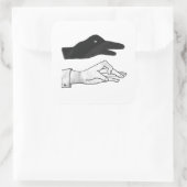Hand-Silhouette-Duck Quadratischer Aufkleber (Tasche)