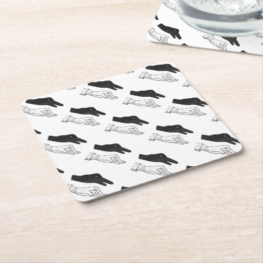 Hand-Silhouette-Duck Rechteckiger Pappuntersetzer (angewinkelt)