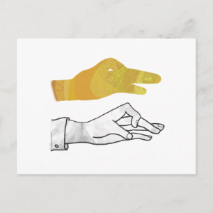 Hand-Silhouette Ente Gelb Postkarte