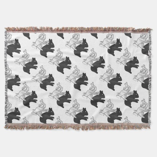 Hand-Silhouette-Hase Decke (Vorderseite)