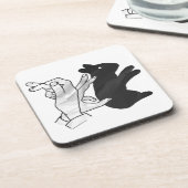 Hand-Silhouette-Hase Getränkeuntersetzer (Linke Seite)