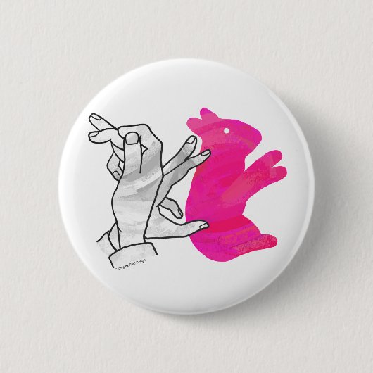 Hand-Silhouette-Hase Pink Button (Vorderseite)