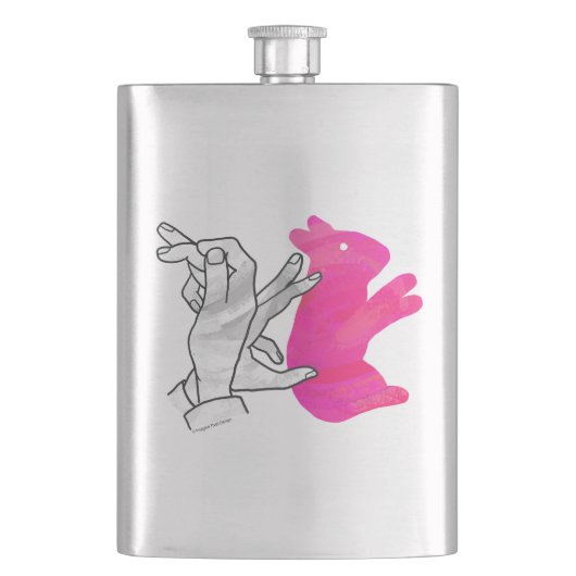 Hand-Silhouette-Hase Pink Flachmann (Vorderseite)