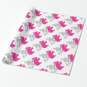 Hand-Silhouette-Hase Pink Geschenkpapier