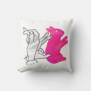 Hand-Silhouette-Hase Pink Kissen